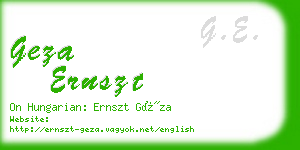 geza ernszt business card